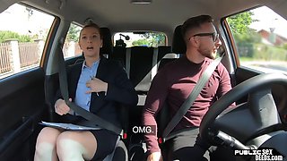 Euro car instructor rides and sucks in public