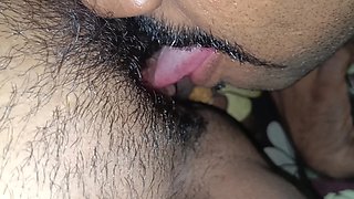 House Owner Enjoying and Hard Licking Hairy Pussy with House Maid