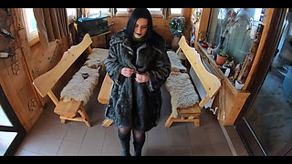 Elegant Fur-coated Slut Fucked on a Wooden Table and Covered in Cum Twice 240- Preview
