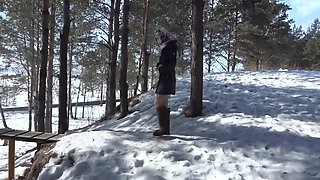 Compilation Golden Shower Of Hairy Pussy Outdoors In Winter. Amateur Fetish With Urine On White Snow. 10 Min
