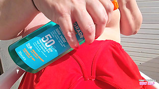 Sunbathing on the hotel balcony