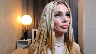 Big Tits Tranny Jerking her Big Hard Cock