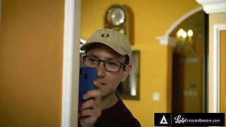 LUSTY GRANDMAS - Horny Granny Marsha Seduces Delivery Stud for Hard Fuck