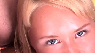 Blond Russian slut teen enjoying her very 1st porn scene