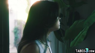 Old prof surprising a petite asian teenage