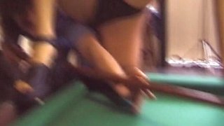 Brunette German Doll Sucks Dick by the Pool Table