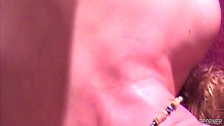 Blonde beauty's face drenched in a wild, vintage passionate rush