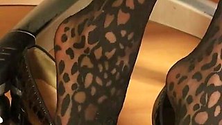 Leopard Tights & Black Pumps - Slow Shoeplay & Dangling Seduction