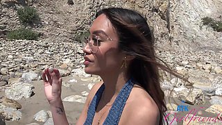 Jade Kimiko is a hot asian babe with glasses and she has a shaved pussy.