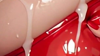 Watch Ai Amber Happily Play with Her Cum-filled Latex Tits