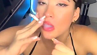 Beautiful Blonde with Big Tits and Cigarette Lover Likes to Suck a Big Cock While Smoking Cigarette