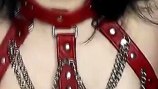 From a domina to sub slut! Mistress role and punish with a whip a plastic cock.