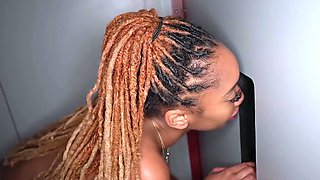 Ebony teen sucks and fucks white cocks gloryhole style