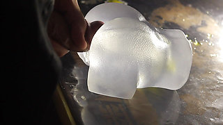 I empty my balls in my transparent dolls