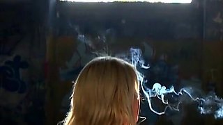 Sexy Antinia sucks and fucks three huge cocks in public