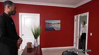 Sloppy oral sex and BIG BLACK PENIS ride by curvaceous secretary