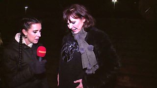 Really horny reporter Lana Vegas takes part in random hot orgy party