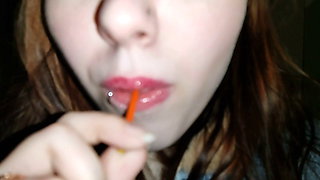 My mistress licked the chupa chups thinking it was a dick