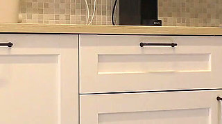 Sexy and Hot Long Legs Beauty in the Kitchen Takes off Her Underwear in a Transparent Lingerie with Seethrough Panties