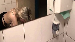 Horny wife cheating on public toilet