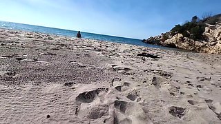 Curvy Stranger Nudist And On The Beach. Funny Dildo! Bye Bye! 5 Min