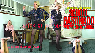 College Bastinado with Two Blonde Teachers