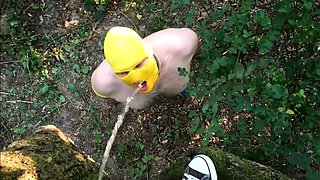 Pissing Master Uses Slave Outdoors for Pleasure