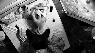 Cute amateur asian web cam girl playing with her toy