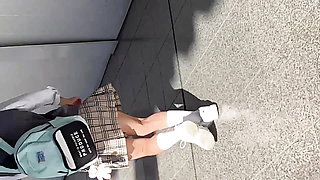 Petite Girl Learned To Wear Make-Up And Her Skirt Is Beginning To Change Color. Followed For Days, She's Victim Of Paparazi,