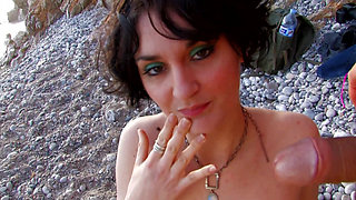 Small tits brunette ass fucked and squirt at the beach