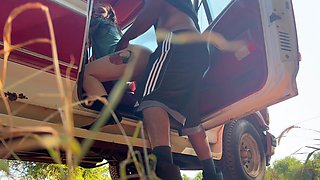 Stop Back Roading and Fuck Me - Outdoor Sex Almost Caught