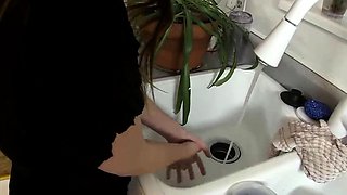 Strokies Amateur teen Chrissy jerks cock in kitchen