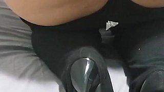 My wife seducing with high heels