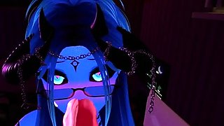 Blue Succubus Giving a Blow job and ass shaking~