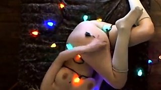 Xmas Big Tits Amateur Plays with Sex Toy