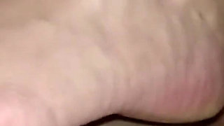 Footsie MILF get's cum on feet!