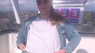 At the Carnival Flashing My Tits