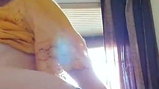 Blonde teen with huge breast masturbating on webcam