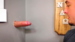 Giving a blowjob at the gloryhole and then doing more