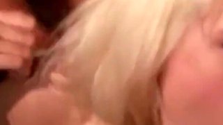 Scared Big Tits Blonde Jerks off Her Pussy and Gets Fucked by Two Monster Cocks.