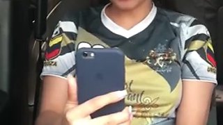 Sexy soccer player has a hot video call with her boyfriend