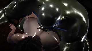 Hot Slutty Witch Gets Knotted by Werewolf