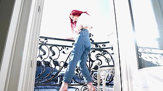 Wetting Jeans And Smoking On Balcony