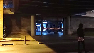 Trans Sissy slut exposes herself in the parking