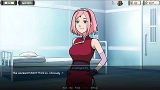 Sakura from Naruto in an animated hentai adventure