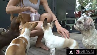 Twenty-one naturals - smoking hot Akira May wants to sate her fellow by fucking his huge hard pecker!