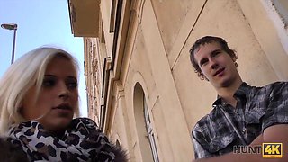 My bride gets a surprise fuck in public and cash for her cuckold hubby