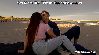 What if someone catches us? Spanish chick fucked on a Public Beach at MuchaSexo