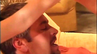 Pretty petite blonde babe threesome party