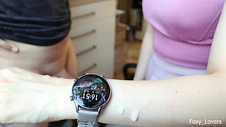Cumshot on Smartwatch - Fitness Handjob Punishment